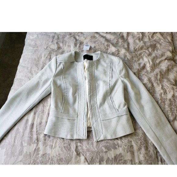 NWT Banana Republic Light Blue Gray Tweed Jacket 0 - Picture 3 of 3